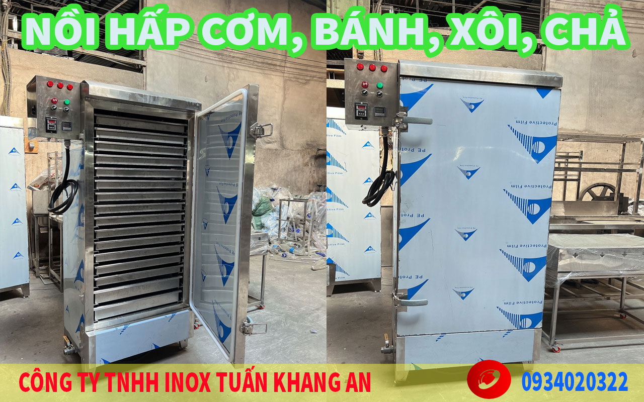 Tủ hấp cơm công nghiệp thương hiệu Inox Tuấn Khang An